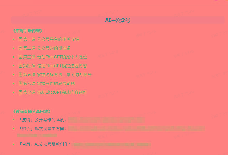 图片[3]-(9351期)AI破局手册+教练分享合集：AI提示词/AI+小红书 /AI+公众号/AI+绘画/AI编程-轻资本网