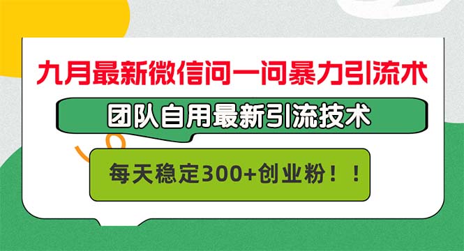 九月最新微信问一问暴力引流术，团队自用引流术，每天稳定300+创…-轻资本网