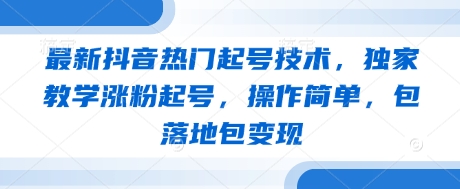 最新抖音热门起号技术，独家教学涨粉起号，操作简单，包落地包变现-轻资本网