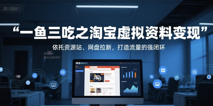 一鱼三吃之淘宝虚拟资料变现，依托资源站、网盘拉新，打造流量的强闭环-轻资本网