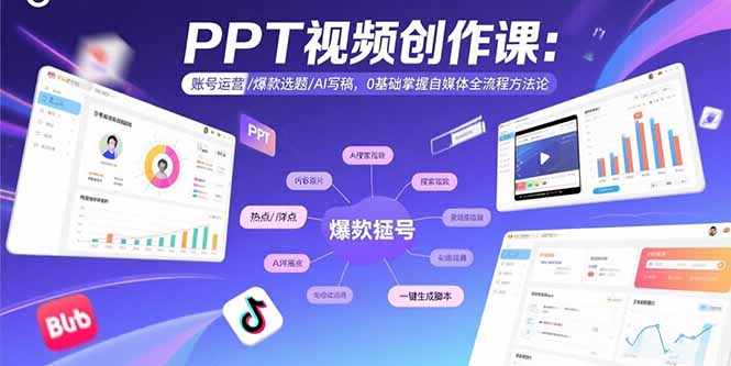 PPT视频创作课：账号运营/爆款选题/AI写稿，0基础掌握自媒体全流程方法论-轻资本网