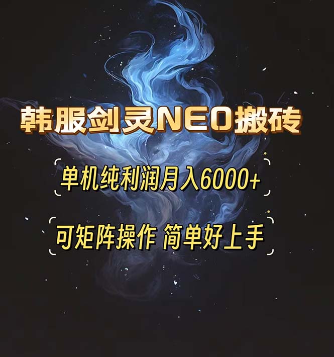 韩服剑灵NEO搬砖攻略，单机纯利润月入6000+ 可矩阵操作，简单好上手。-轻资本网