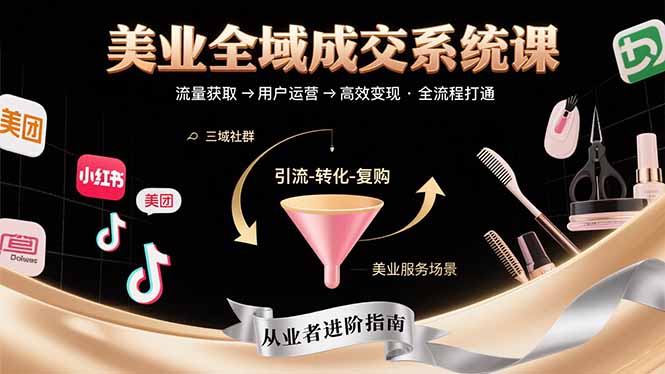 美业全域成交系统课程：帮助美业从业者打通从流量获取到高效变现全流程-轻资本网