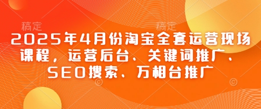 2025年4月份淘宝全套运营现场课程，运营后台、关键词推广、SEO搜索、万相台推广-轻资本网