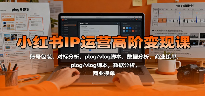 小红书IP运营高阶变现课：账号包装，对标分析，plog/vlog脚本，数据分析，商业接单-轻资本网
