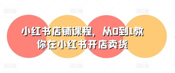 小红书店铺课程，从0到1教你在小红书开店卖货-轻资本网