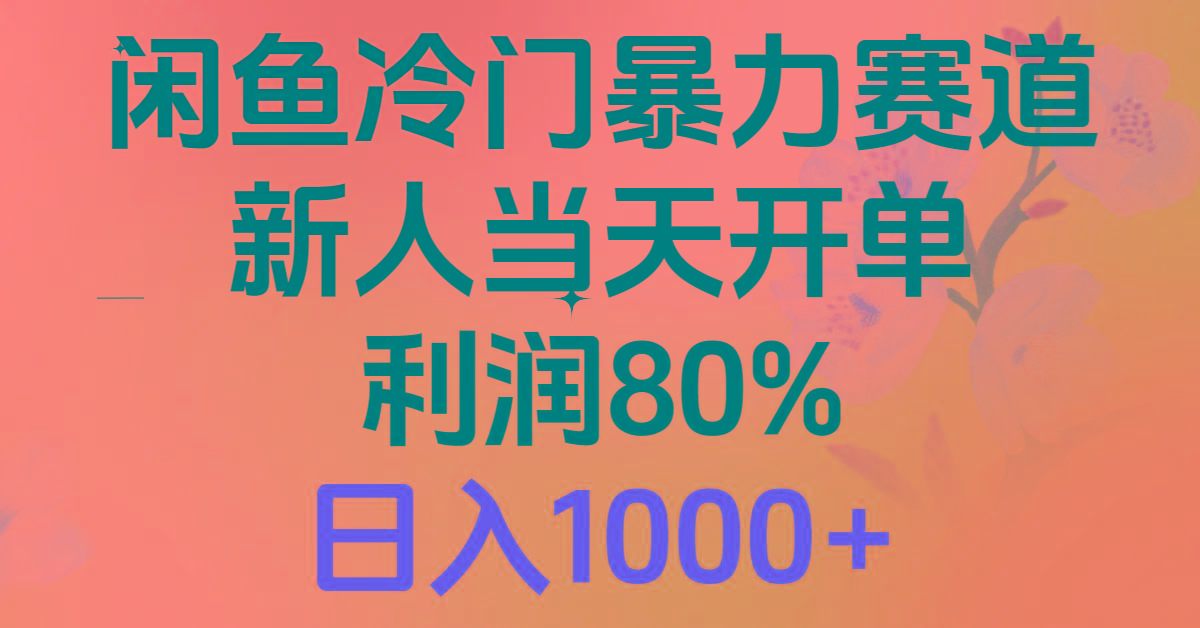 2024闲鱼冷门暴力赛道，新人当天开单，利润80%，日入1000+-轻资本网