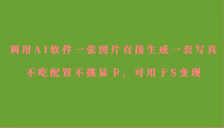 利用AI软件只需一张图片直接生成一套写真，不吃配置不挑显卡，可用于S变现-轻资本网