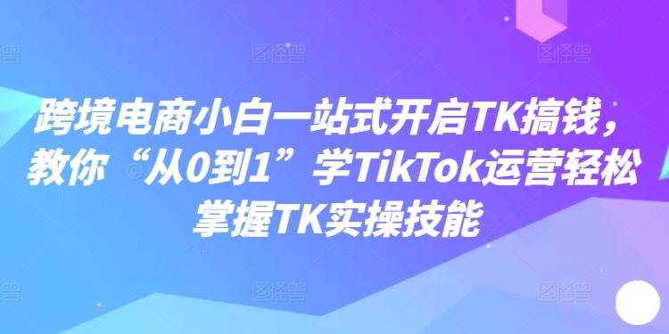 跨境电商小白一站式开启TK搞钱，教你“从0到1”学TikTok运营轻松掌握TK实操技能-轻资本网