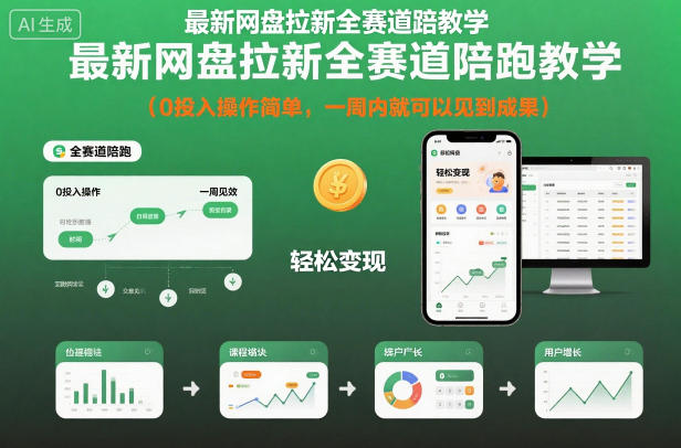 最新网盘拉新全赛道陪跑教学，0投入操作简单，一周内就可以见到成果-轻资本网