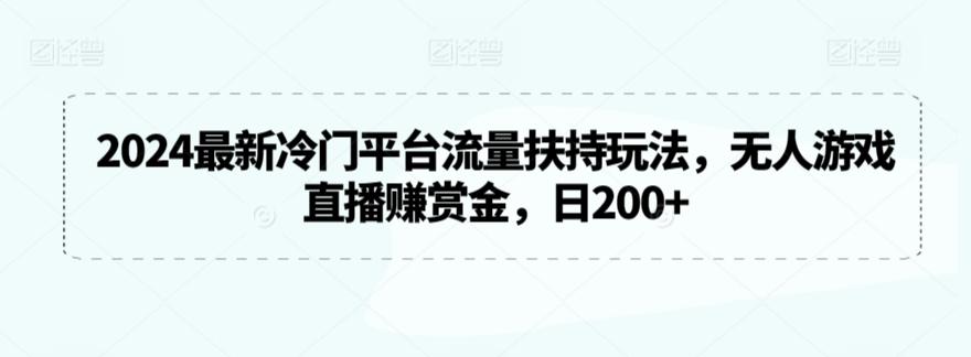 2024最新冷门平台流量扶持玩法，无人游戏直播赚赏金，日200+【揭秘】-轻资本网