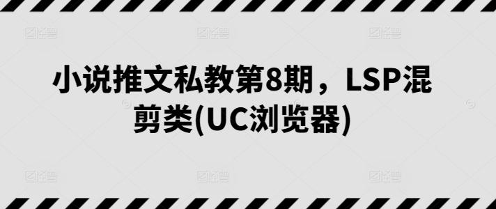 小说推文私教第8期，LSP混剪类(UC浏览器)-轻资本网