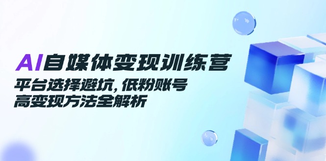 AI自媒体变现训练营，平台选择避坑，低粉账号高变现方法全解析-轻资本网