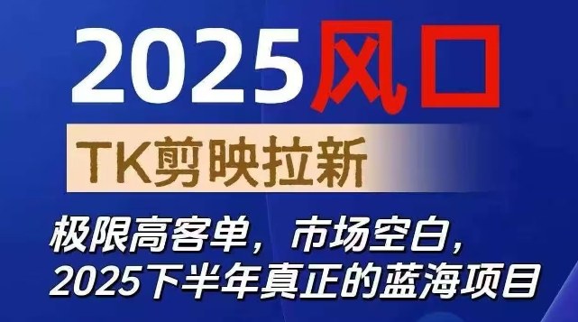 2025风口TK剪映capcut拉新项目，极限高客单，市场空白，2025下半年真正的蓝海项目-轻资本网