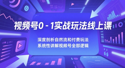 视频号0-1实战玩法线上课，深度剖析自然流和付费玩法，统性讲解视频号全部逻辑-轻资本网