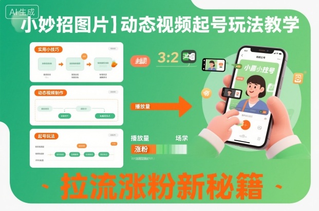 小妙招图片＋动态视频起号玩法教学，拉流涨粉新秘籍-轻资本网