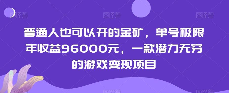 普通人也可以开的金矿，单号极限年收益96000元，一款潜力无穷的游戏变现项目【揭秘】-轻资本网