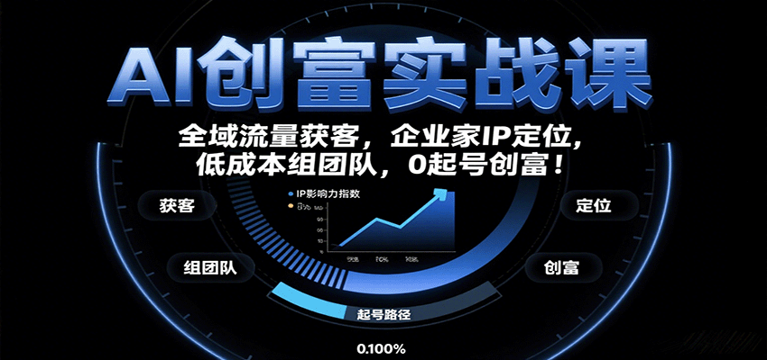 AI创富实战课：企业家IP定位，全域流量获客，低成本组团队，0起号创富！-轻资本网