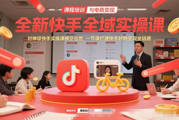 全新快手全域实操课，封神级快手实操课横空出世，一节课打通快手好物变现全链路-轻资本网