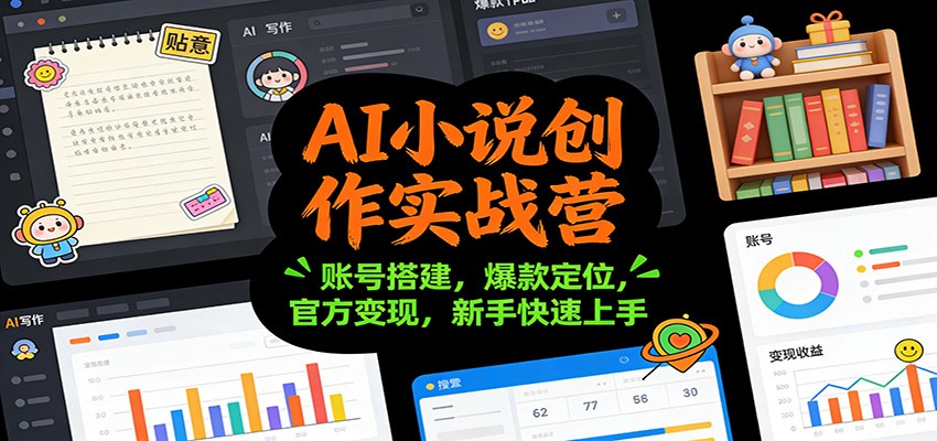 AI小说创作实战营：账号搭建，爆款定位，官方变现，新手快速上手-轻资本网