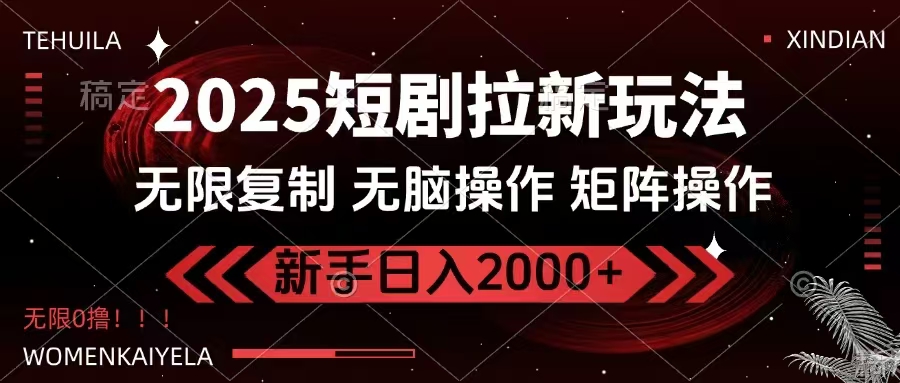 2025短剧拉新玩法，无需注册登录，无限0撸，无脑批量操作日入2000+-轻资本网