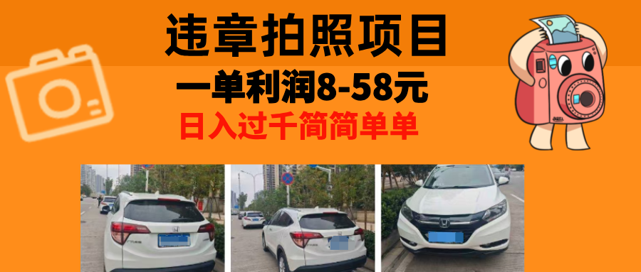 最强副业，违章拍照，一单利润8-58元，全国大小城市都可做-轻资本网
