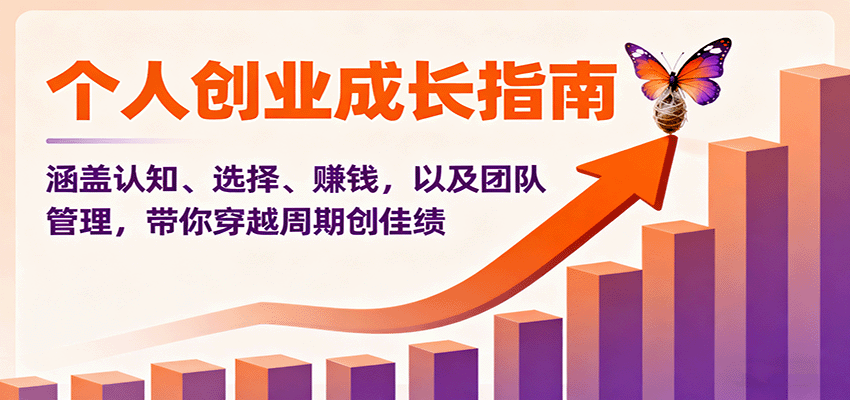 个人创业成长指南：涵盖认知、选择、赚钱，以及团队管理，带你穿越周期创佳绩-轻资本网