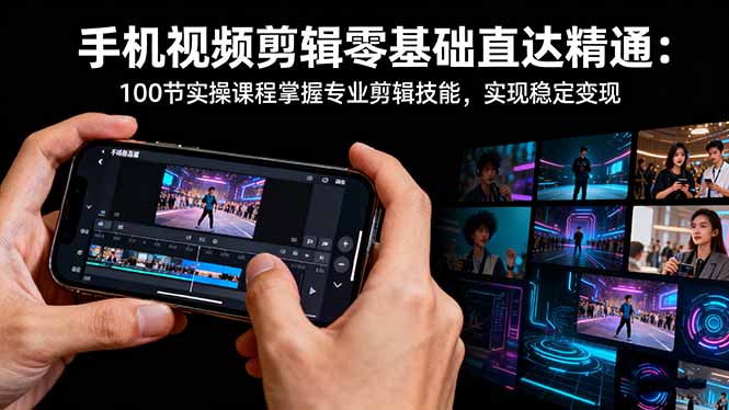 手机视频剪辑零基础直达精通：100节实操课程掌握专业剪辑技能，实现稳...-轻资本网