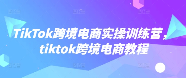 TikTok跨境电商实操训练营，tiktok跨境电商教程-轻资本网