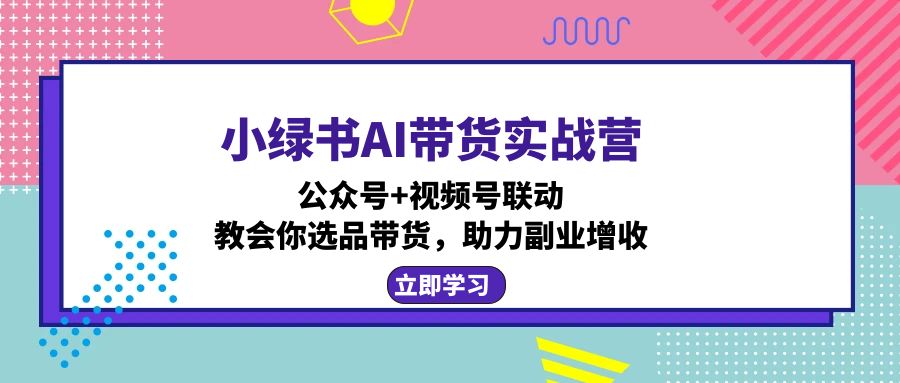 小绿书AI带货实战营：公众号+视频号联动，教会你选品带货，助力副业增收-轻资本网