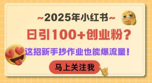 2025年小红书日引100+创业粉？这招新手抄作业也能爆流量！-轻资本网