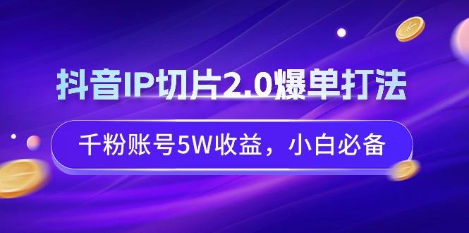 抖音IP切片2.0爆单打法，千粉账号5W收益，小白必备-轻资本网