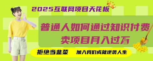 2025互联网项目天花板，普通人如何通过知识付费卖项目月入过W，拒绝当韭菜【揭秘】-轻资本网
