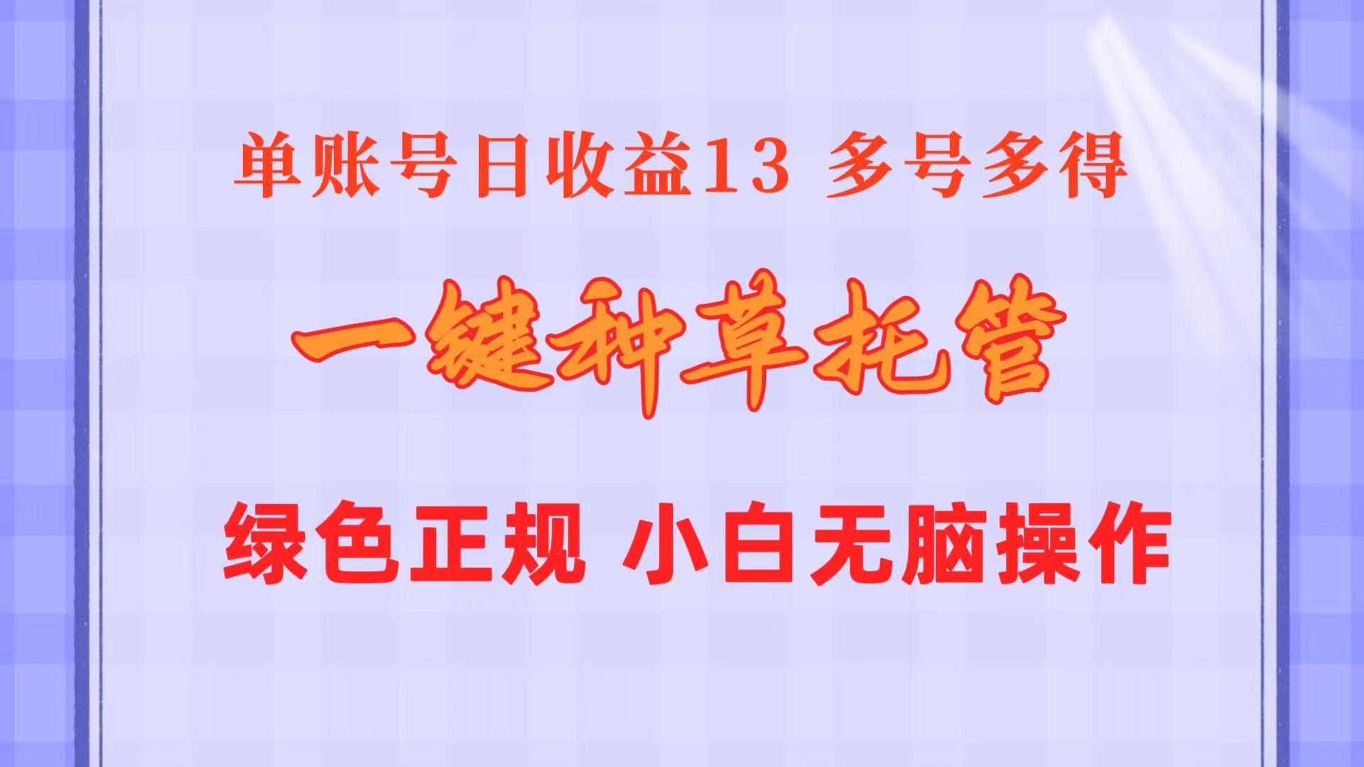 一键种草托管 单账号日收益13元  10个账号一天130  绿色稳定 可无限推广-轻资本网