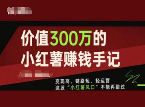 价值300万的小红书赚钱手记，变现高、链路短、轻运营，这波“小红薯风口”不能再错过-轻资本网