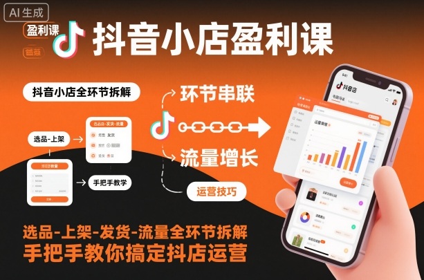 抖音小店盈利课-选品-上架-发货-流量全环节拆解，手把手教你搞定抖店运营-轻资本网