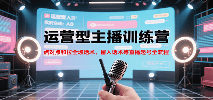 运营型主播训练营，点对点和拉全场话术，留人话术等直播起号全流程(更新7月)-轻资本网