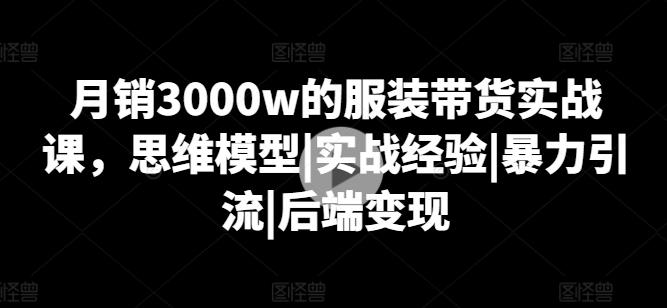 月销3000w的服装带货实战课，思维模型|实战经验|暴力引流|后端变现-轻资本网