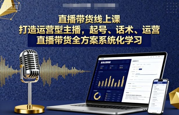 直播带货线上课，打造运营型主播，起号、话术、运营，直播带货全方案系统化学习-轻资本网