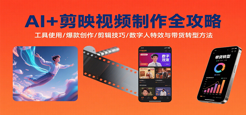 AI+剪映视频制作全攻略：工具使用/爆款创作/剪辑技巧/数字人特效与带货转型方法-轻资本网