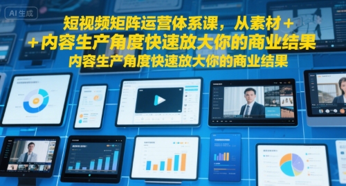 短视频矩阵运营体系课，从素材+内容生产角度快速放大你的商业结果-轻资本网