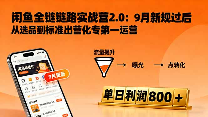 闲鱼变现课3.0：掌握链接优化、流量提升、商业变现，单日利润800+-轻资本网