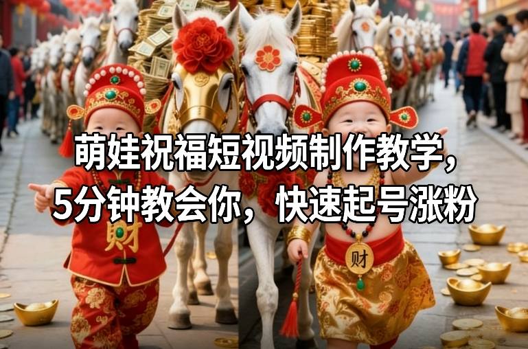 萌娃祝福短视频制作教学，5分钟教会你，快速起号涨粉-轻资本网