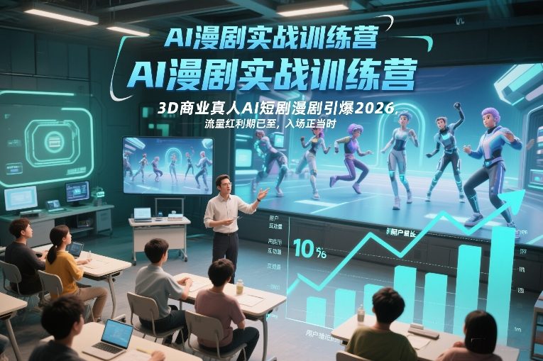 AI漫剧实战训练营，3D商业真人AI短剧漫剧引爆2026，流量红利期已至，入场正当时-轻资本网