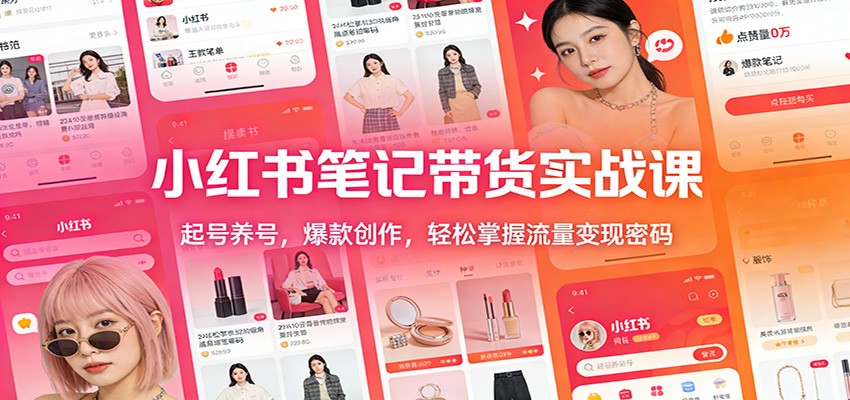 小红书笔记带货实战课：起号养号，爆款创作，轻松掌握流量变现密码-轻资本网