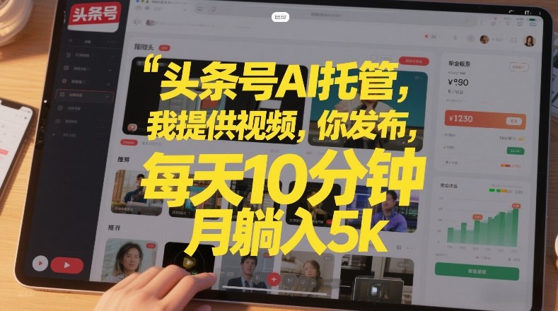 头条号AI托管，我提供视频，你发布，每天10分钟，月躺入5k+【揭秘】-轻资本网