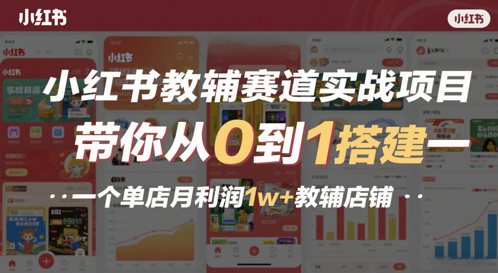 小红书教辅赛道实战项目，带你从0到1搭建一个单店月利润1w+教辅店铺-轻资本网