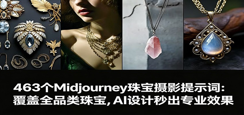 463个Midjourney珠宝摄影提示词：覆盖全品类珠宝，AI设计秒出专业效果-轻资本网