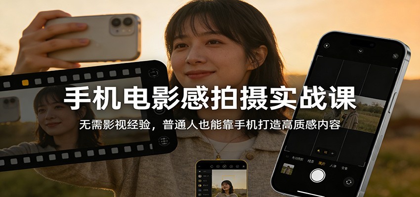 手机电影感拍摄实战课：无需影视经验，普通人也能靠手机打造高质感内容-轻资本网