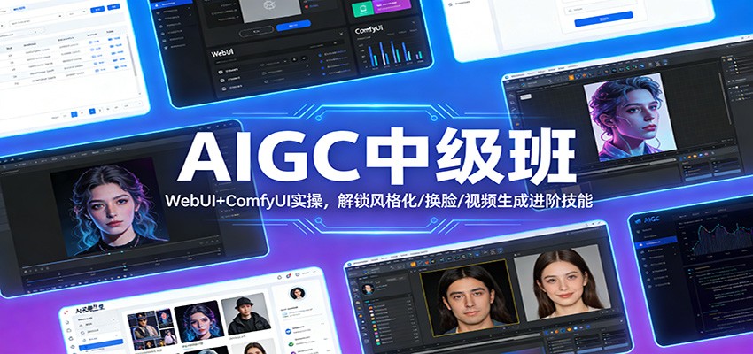 AIGC中级班：WebUI+ComfyUI实操，解锁风格化/换脸/视频生成进阶技能-轻资本网